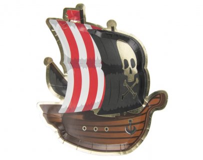 Pirate ship shaped paper plates 8pcs