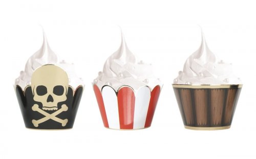 Pirates with skulls cupcake wrappers 6pcs