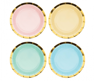 Pick and mix pastel with gold foiled details small paper plates 8pcs