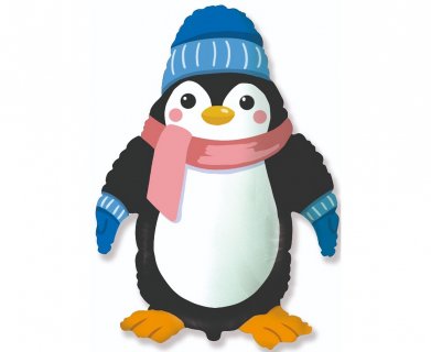 Πιγκουίνος με μπλε σκουφάκι foil μπαλόνι