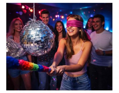 Pinata in the shape of a disco ball