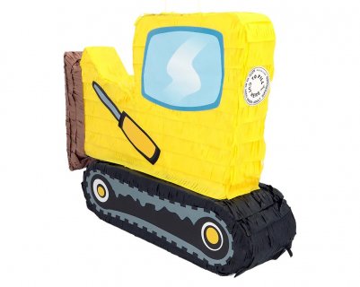 Pinata in the shape of a bulldozer for a Construction theme party