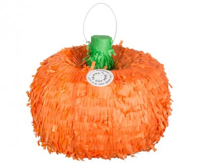 Pinata in the shape of a pumpkin for a Halloween party