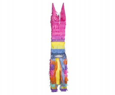 Colorful pinata in the shape of a Llama for a Fortnite theme party