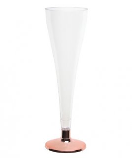 Πλαστικά ποτήρια για σαμπάνια σε διάφανο και ροζ χρυσό μεταλλικό χρώμα 6τμχ