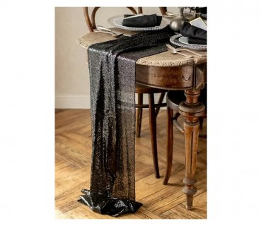 Deluxe fabric in black color with sequins for party decorations