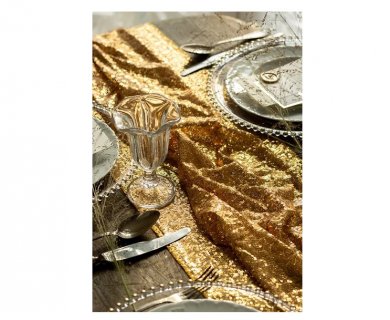 Fabric for your party decoration in gold color with sequins