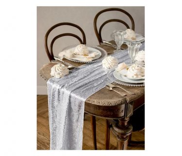 Silver color decorative fabric with sequins for party decoration