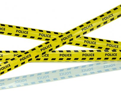 Yellow tape with Police black letters for party decoration
