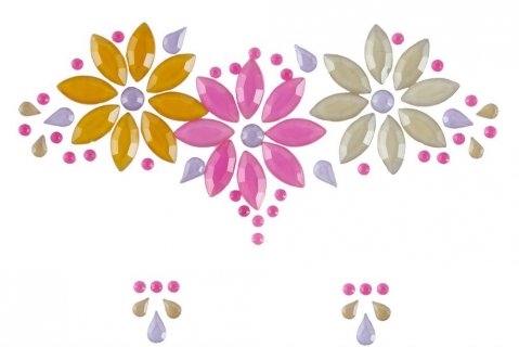 Adhesive face jewelry with colorful flowers design