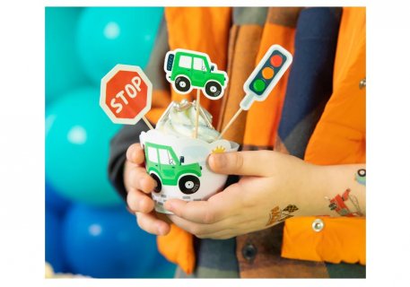 Διακοσμητικές οδοντογλυφίδες για παιδικό πάρτυ με θέμα τα πολύχρωμα οχήματα