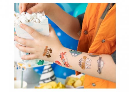 Τατουάζ για παιδικό πάρτυ με θέμα τα πολύχρωμα οχήματα