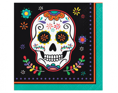 Colorful Dia de Los Muertos beverage napkins
