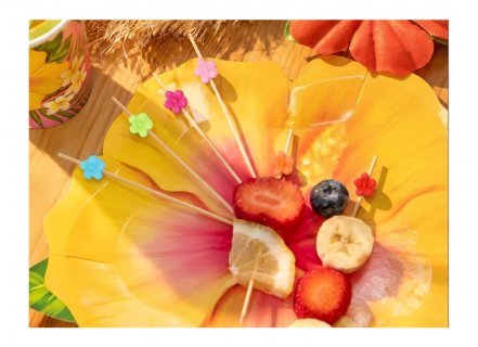 Decorative picks with colorful flowers