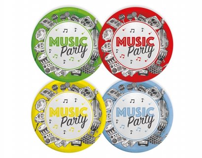 Colorful musical notes small paper plates 8pcs