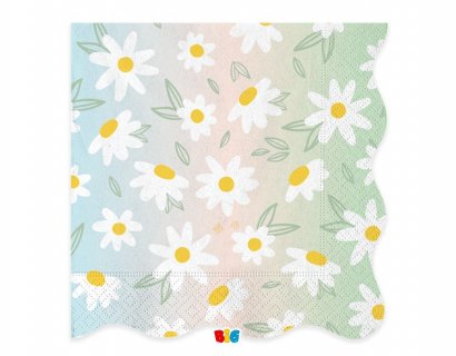 Multicolor luncheon napkins with daisies 16pcs
