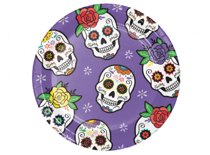 Colorful Dia de Los Muertos small paper plates
