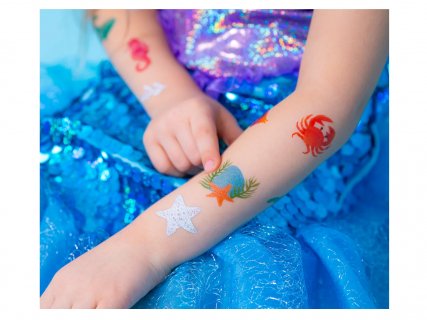 Temporary tattoos in various designs for an Ocean theme party