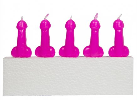 Willy's hot pink cake candles 5pcs