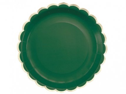 Πράσινα Μεγάλα Χάρτινα Πιάτα με Χρυσοτυπία (8τμχ)