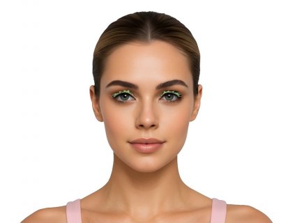 Wearable party accessories, eyelashes in green color with stars