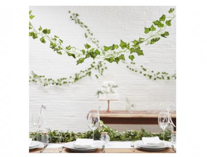 Decorative garlands with artificial vine leaves