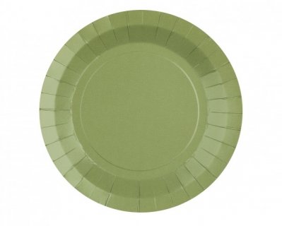 Μικρά χάρτινα πιάτα στο πράσινο χρώμα της ελιάς 10τμχ