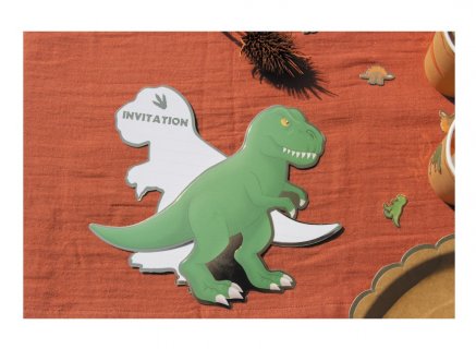 Προσκλήσεις με χρυσοτυπία για παιδικό πάρτυ με θέμα τον Δεινόσαυρο
