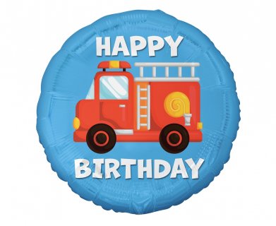 Fire truck Happy Birthday foil balloon 45cm