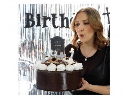 Black Happy Birthday paper garland with Cross designs for a birthday party decoration