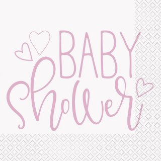 Ροζ Baby Shower Χαρτοπετσέτες (16τμχ)