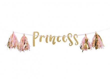Ροζ και χρυσή γιρλάντα Princess με tassel 152εκ