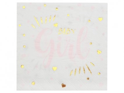 Ροζ και Χρυσό Baby Girl Χαρτοπετσέτες (20τμχ)
