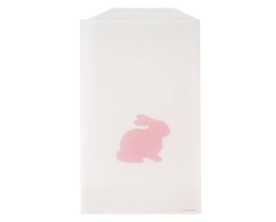 Άσπρα γλασσέ χάρτινα σακουλάκια με τύπωμα το ροζ κουνελάκι 8τμχ