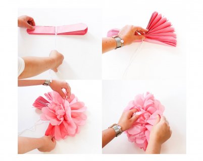 Pink pom pom step by step