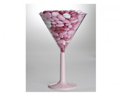 Ροζ ψηλή βάση με την κούπα μαρτίνι για το candy bar