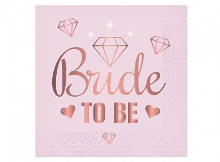 Ροζ χαρτοπετσέτες Bride to Be με ροζ χρυσό τύπωμα 20τμχ