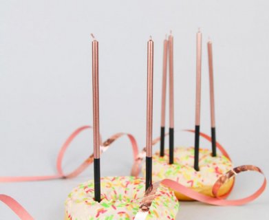 Birthday cake candles in rose gold with black color