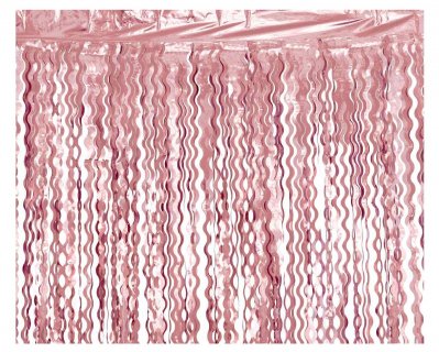 Ροζ χρυσή foil κουρτίνα με κυματιστό σχέδιο 100εκ x 200εκ
