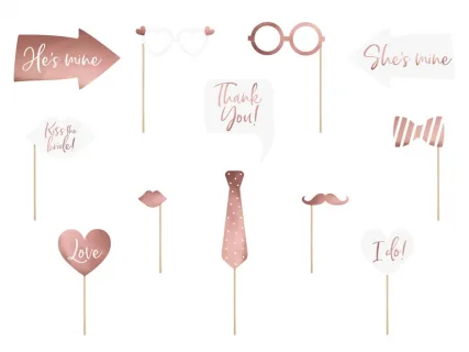 Rose gold photo booth props for the wedding 12pcs