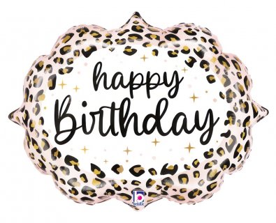 Satin leopard Happy Birthday super shape foil balloon 69cm