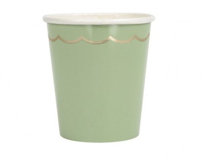 Sauge green πράσινα χάρτινα ποτήρια με χρυσοτυπία 8τμχ