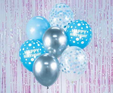 Latex balloons in blue color for a birthday party theme decoration