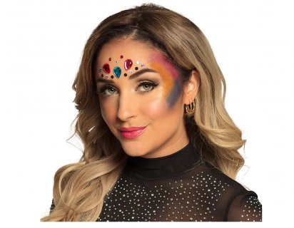 Σετ για face painting με παλέτα γκλίτερ χρωμάτων και με αυτοκόλλητα πετράδια