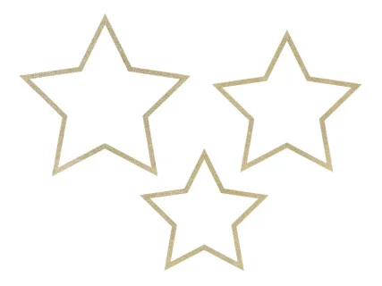 Set of gold wooden stars 3pcs