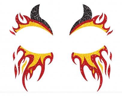 Set of stickers for face decoration with fire design
