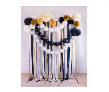 Crepe paper in black, gold and cream color for handcrafting and decoration