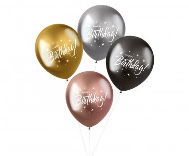 Shimmer Happy Birthday latex balloons 4pcs