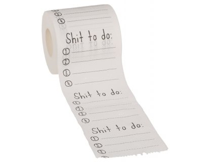 2 layers toilet paper with Shit to Do list for adults party