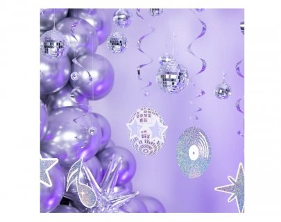 Hanging swirl decorations for a Disco theme party